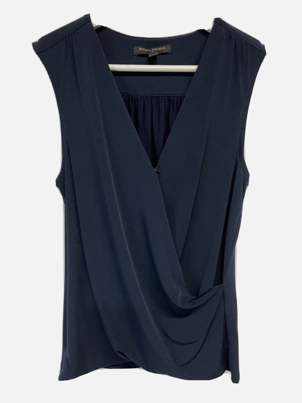 Banana Republic Navy Sleeveless V-Neck Draped Camisole